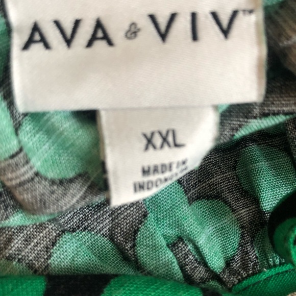 Ava & Viv Balloon Long Sleeve Blouse Polka Dots Green - Picture 4 of 10